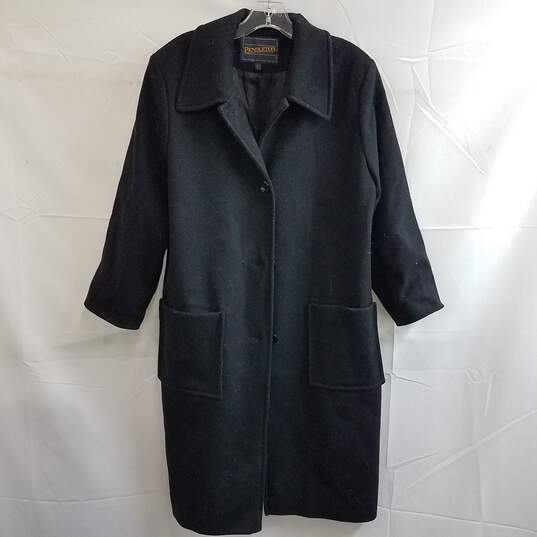 Pendleton Black Merino Wool Pea coat Size 12 Quilted Back Design Upcycled image number 1