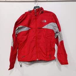 The North Face Women's Red Full Zip Hooded Windbreaker Jacket Size S