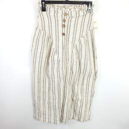 Free People Women Ivory Striped Pants XS NWT