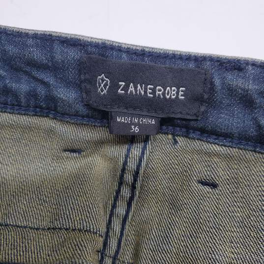 Zanerobe Slingshot Denimo Distressed Dark Blue Jeans Size 36 image number 3