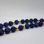 Endless 14k Gold Carved Lapis Beaded Necklace 122.9g image number 2