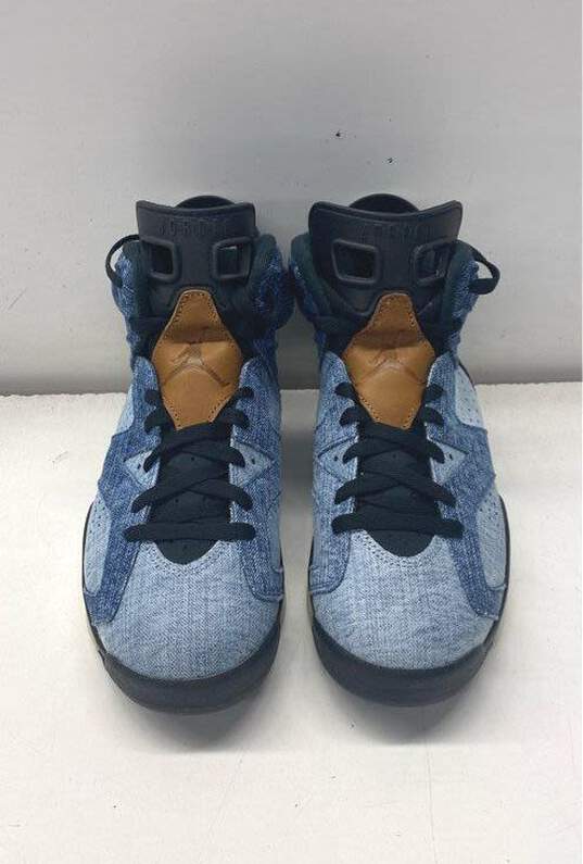Jordan 6 Retro Washed Denim sh Blue Patchwork Athletic Shoe Men 8 image number 2
