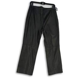 Croft & Barrow Womens Black Leather Side Zipper Straight Leg Ankle Pants Size 8