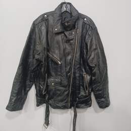 Men’s Vintage Belted Leather Motorcycle Jacket Sz XXL