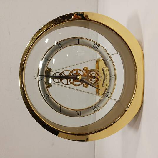 Buy the Seiko Quartz Brass/Lucite Desk Clock | GoodwillFinds