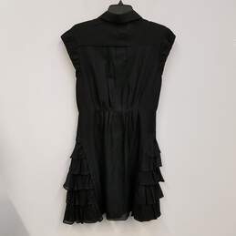 NWT Womens Black Pockets Short Sleeve Collared Button Front Mini Dress Sz 6 alternative image