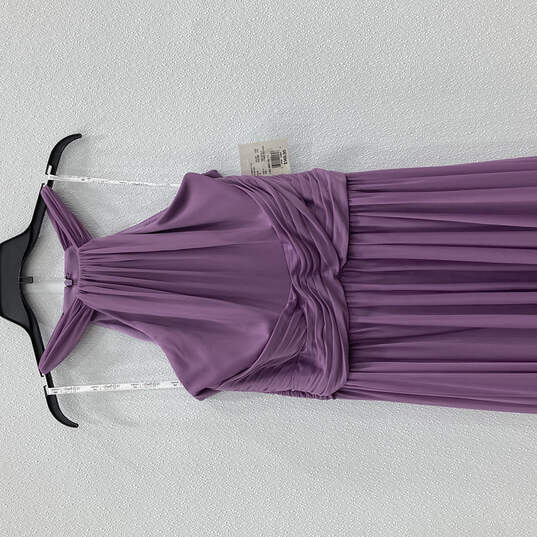 NWT Womens Purple High Neck Mesh Back Zip Bridesmaid Maxi Dress Size 12 image number 3