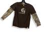 Boys Brown Long Sleeve Round Neck Casual Pullover T Shirt Size 7 image number 1