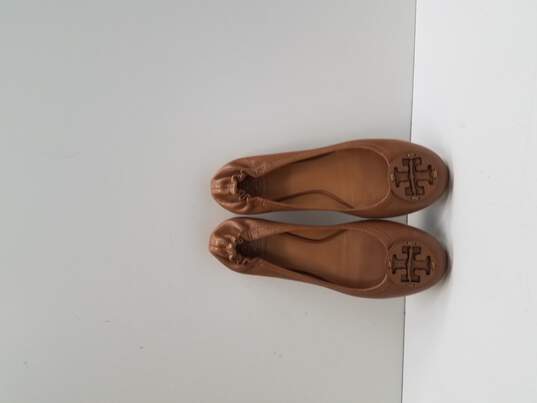 Buy the Tory Burch Brown Leather Ballet Flats 8 | GoodwillFinds