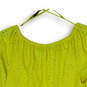 NWT Womens Yellow Sported Pleated Round Neck Long Sleeve Blouse Top Size XS image number 4
