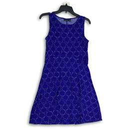 APT.9 Womens Blue Geometric Round Neck Sleeveless Fit & Flare Dress Size Small