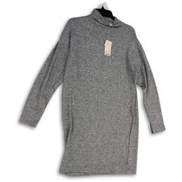 NWT Womens Gray Heather Long Sleeve Stretch Pullover Sweater Dress Size S