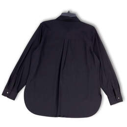 NWT Womens Black Long Sleeve Spread Collar Pocket Button-Up Shirt Size 2 alternative image