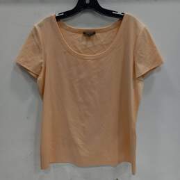 Lafayette 148 NY Peach Colored Short Sleeve T-Shirt Women's Size XL