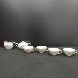 7pc Kyoto Summer Rose 1459 China Tea Cups Creamer and Sugar Bowl