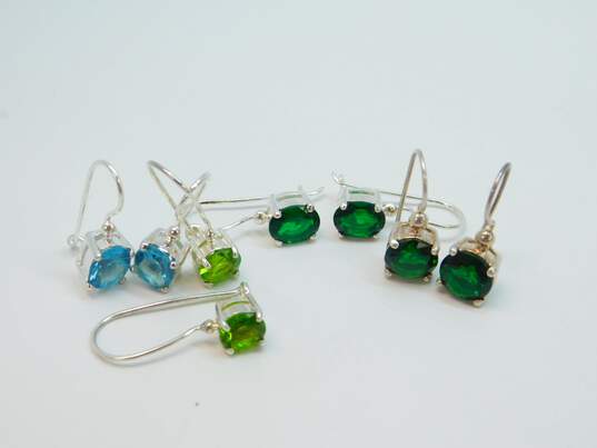 Contemporary 925 Blue & Green CZ Earrings 20.3g image number 1