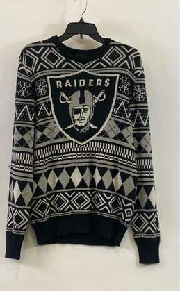 NFL Men's Black Raiders Fair Isle Sweater - Size Medium