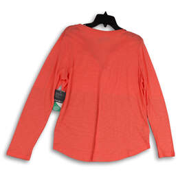 NWT Womens Orange Long Sleeve Split Neck Pullover T-Shirt Size Large alternative image