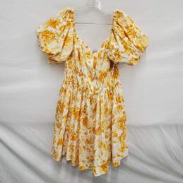 NWT Abercrombie & Fitch Puff Sleeve Yellow Cotton Knee Length Dress Size XL