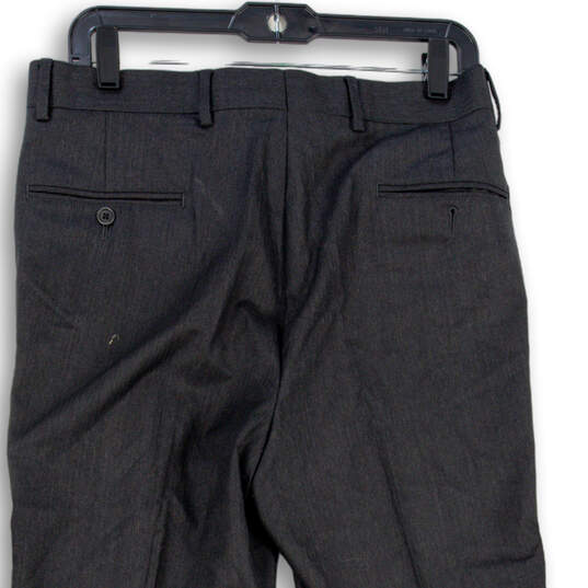 Mens Black Pockets Flat Front Straight Leg Dress Pants Size 33 image number 4