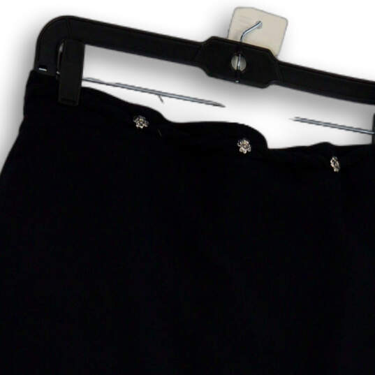 Womens Black Lined Button Knee-Length Back Slit A-Line Skirt Size 13 image number 3