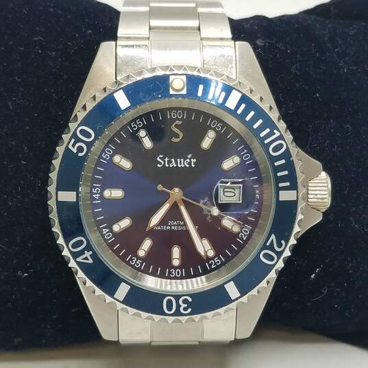 Stauer Blue Dial, Bezel Diver Stainless Steel Watch image number 2