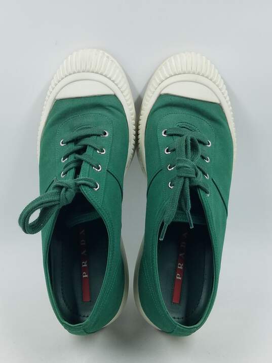 Authentic Prada Green Canvas Sneaker M 8 image number 6