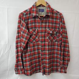 Patagonia Red Gray Plaid Button Up LS Shirt M