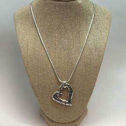 Designer Brighton Silver-Tone Chain Engraved Heart Shape Pendant Necklace