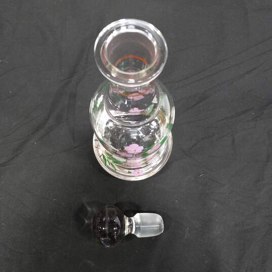 5PC Cordial Floral Pattern Clear Decanter & Glass Set image number 4