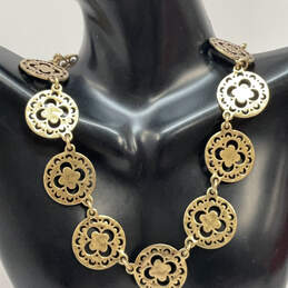 Designer Lucky Brand Gold-Tone Linked Disk Classic Statement Necklace