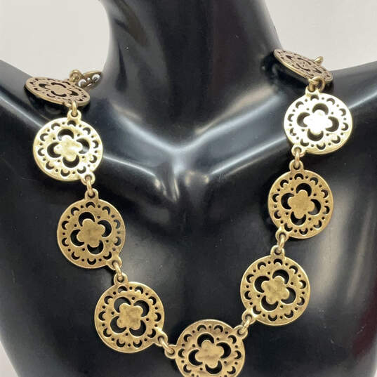 Designer Lucky Brand Gold-Tone Linked Disk Classic Statement Necklace image number 1