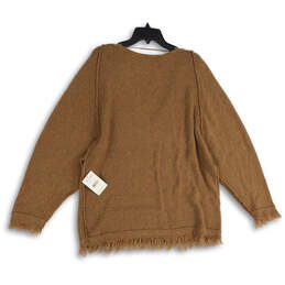 NWT Womens Brown V-Neck Long Sleeve Knit Pullover Sweater Size S/P alternative image