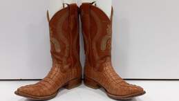 Men's Caiman Leather Pointed Toe Western Boot Sz 7 alternative image