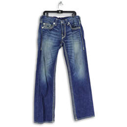 Womens Blue Denim Medium Wash 5 Pocket Design Straight Jeans Size 34