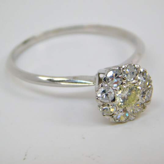 18K White Gold 1 CTTW Round Diamond High Profile Cluster Ring 3.3g image number 2