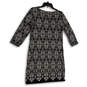Womens Black Regular Fit Long Sleeve Pullover Sheath Dress Size M image number 2