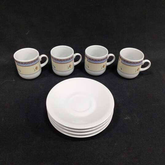Vintage Set of 4 Floral Espresso Cups w/Saucers image number 1