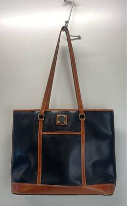 Dooney & Bourke Black Brown Leather Shoulder Shopper Tote Bag alternative image