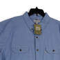 NWT Mens Blue Short Sleeve Flap Pocket Relaxed Fit Button-Up Shirt Size 3XL image number 3