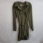 Calvin Klein army green belted silky shirt dress 16 image number 1