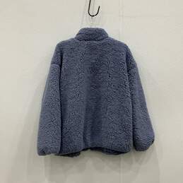 NWT Womens Blue Long Sleeve Zip-Up Teddy Faux Fur Fuzzy Jacket Size XL alternative image