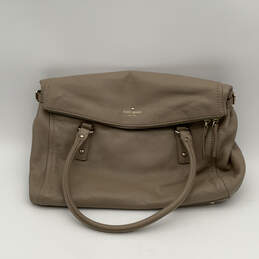 Womens Taupe Leather Inner Pocket Double Handed Elegant Shoulder Bag