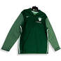 Mens Green Dri-Fit Mock Neck Quarter Zip Side Slit Pullover T-Shirt Size XL image number 1
