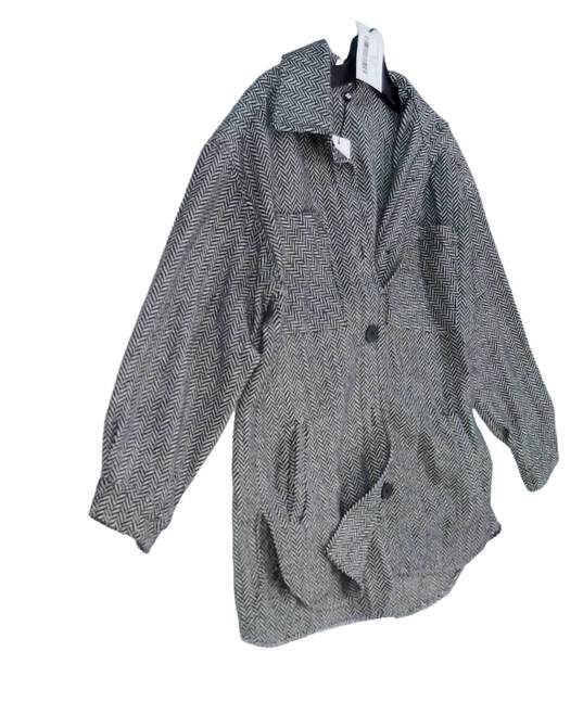 NWT Womens Chevron Gray Long Sleeve Two Button Blazer Size Small image number 2