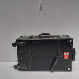 Vintage Black Trunk Style Rolling Suitcase alternative image