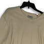 Mens Ivory V-Neck Long Sleeve Regular Fit Pullover T-Shirt Size X-Large image number 3