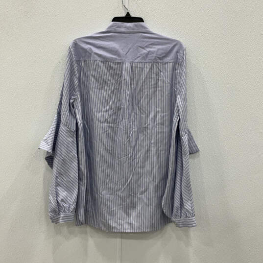 NWT Womens Blue Striped Collared Long Sleeve Pocket Button-Up Shirt Size L image number 2