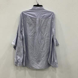 NWT Womens Blue Striped Collared Long Sleeve Pocket Button-Up Shirt Size L alternative image