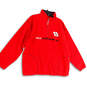 Mens Red Mock Neck 1/4 Zip Long Sleeve Pullover Sweatshirt Size XL image number 4